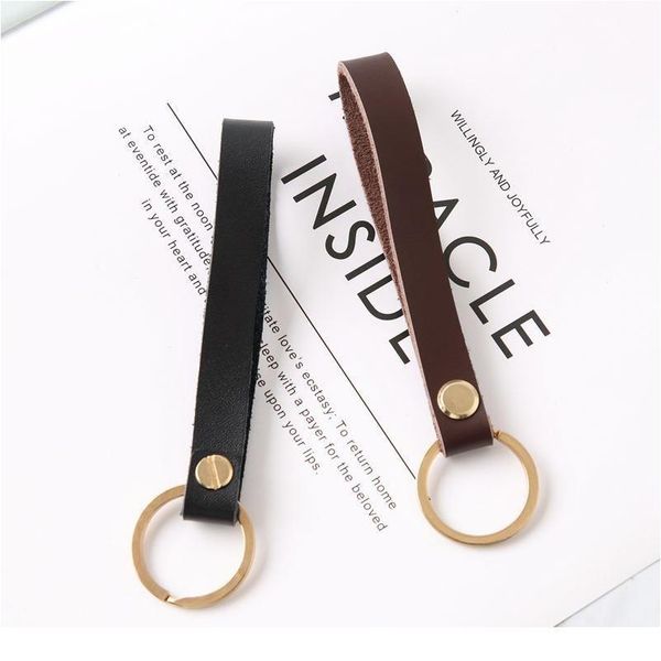 

vintage pu leather brass keychain pu brass wallet key chain simple circle waist car leather keychains trinket k jllpdb