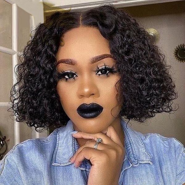 

lace wigs jerry curly natural color human hair t part pre plucked brazlian remy with baby for black women eifini, Black;brown