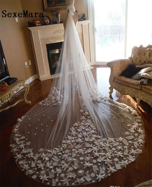 

bridal veils 3d floral appliques for romantic wedding one layer soft netting veil hair accessories, Black