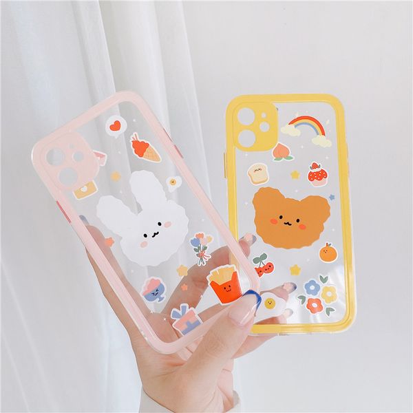 

cute cartoon bear transparent case for iphone 11 pro max se 2020 fashion soft cases for iphone 7 8 plus x xr xs max back cover