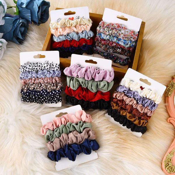 

hair accessories 4/6pcs silk elastic bands set ponytail holder scrunchies pack rubber band headband for girl women fashion accessorie
