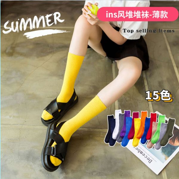 

spring thin cotton pile stockings elegant, Black;white