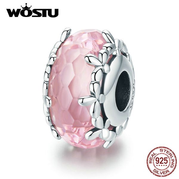 

wostu genniue 925 sterling silver glass floret flower beads pendant fit wostu original bracelet for women gift cqc1282 q0531, Black