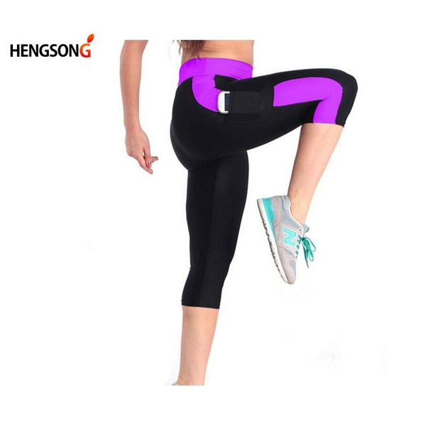 

women's pants & capris women high waist cropped leggings fitness elastic female quick drying athletic stripe seven point pant, Black;white