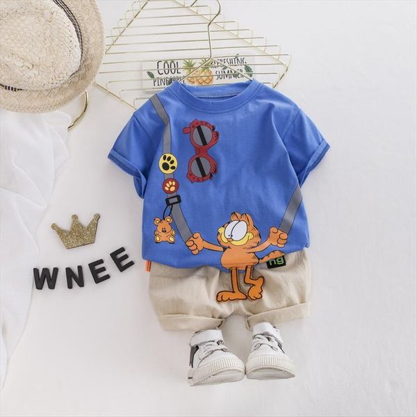 

summer toddler baby boys girls clothing sets cartton t shirt shorts kids children casual infant clothes suits, White