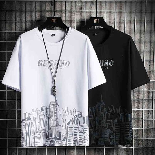 

men t shirt short sleeve fashion printing round neck mens tees summer comfortable wear t-shirts male clothing 210707, White;black