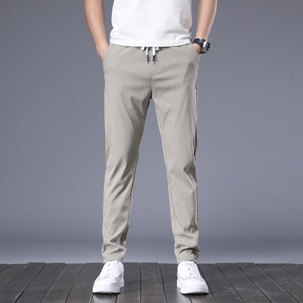 

lcon dsqvw2 brand 2021 new arrival men's pants spring summer breathable solid color lace trousers men casual style 4 colors, Black