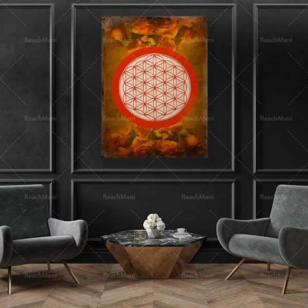 

paintings digital flower of life wall art poster