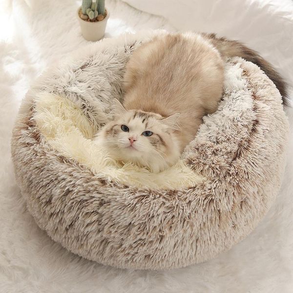 

cat beds & furniture 40/50cm style pet dog bed round plush winter warm house super soft long for small dogs cats nest