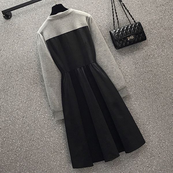 

plus size sport sweatershirt 2021 female manga long waist high grey line casual street snippets dress jo7n, Black;gray