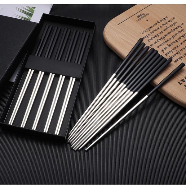 

chopsticks stainless steel set luxury fashion vintage non slip metal chinese palillos cutlery di50kz