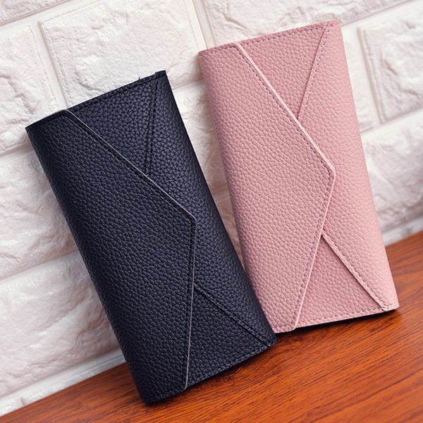 

2021 new fashion women wallets leather hasp wallet womens long design purse clutch women lady wallet cartera mujer, Red;black