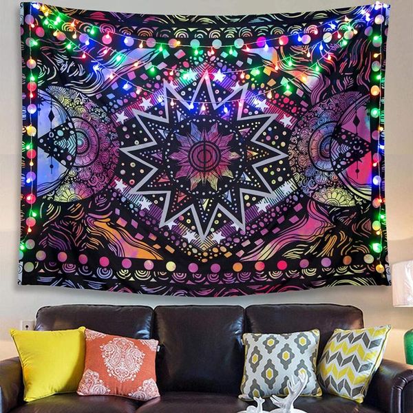 

tapestries colorful sun moon tapestry wall hanging indie hippie mandala cool trippy purple blanket for bed living room dorm
