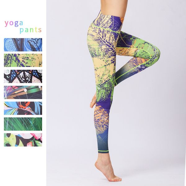 

women yoga leggings printed breathable high waist fitness pants gym wear running trousers push up workout trousers sportszf543, Gray