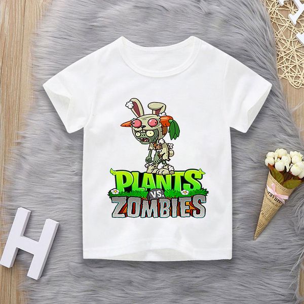 

children boys t-shirt plants vs zombies printed short sleeve baby girls tshirts summer children cotton tshirt o-neck shirt top, Blue