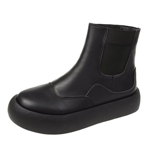 

boots fashion women's autumn and winter style plus velvet korean thick heel mid-tube snow, Black
