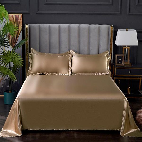 

sheets & sets rayon bed sheet solid color faux silk flat satin simple style soft comfortable bedsheet