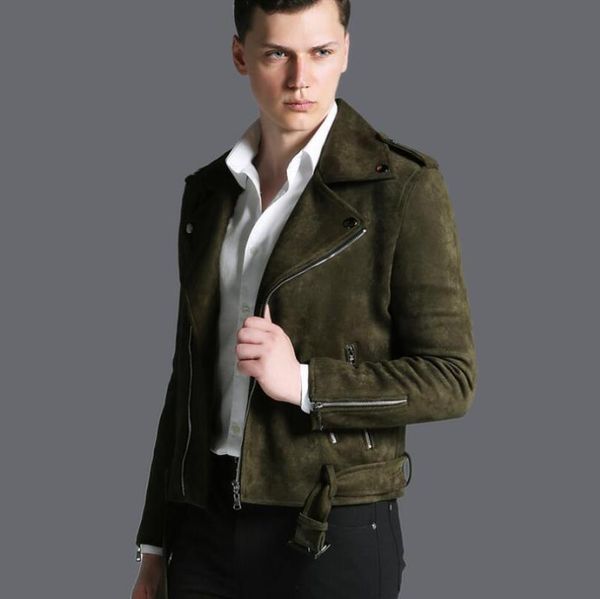 

large size spring autumn lapel rivet zipper suede locomotive jacket coat men and women couple clthing / s-5xl, Black;brown