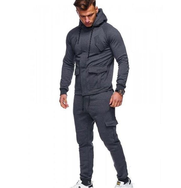

men's tracksuits ys7 2021 weiyi suit sports pocket decoration fitness casual wear, Gray