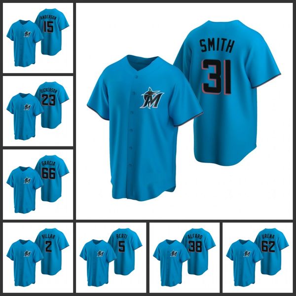 

miami marlins men corey dickerson brian anderson caleb smith jarlin garcia jonathan villar replica alternate women youth jersey, Black