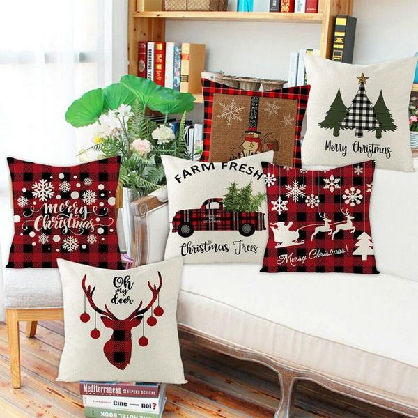 

pillow case gifts red sofa xmas cushion cover cotton linen decor christmas