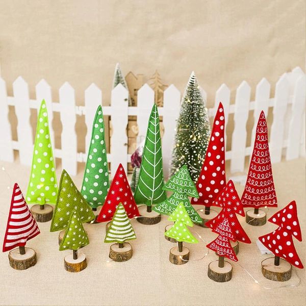 

decorative objects & figurines 1 pc 29*8.5cm wooden christmas tree shape deskoffice home decorations cloth striped dot pattern red green