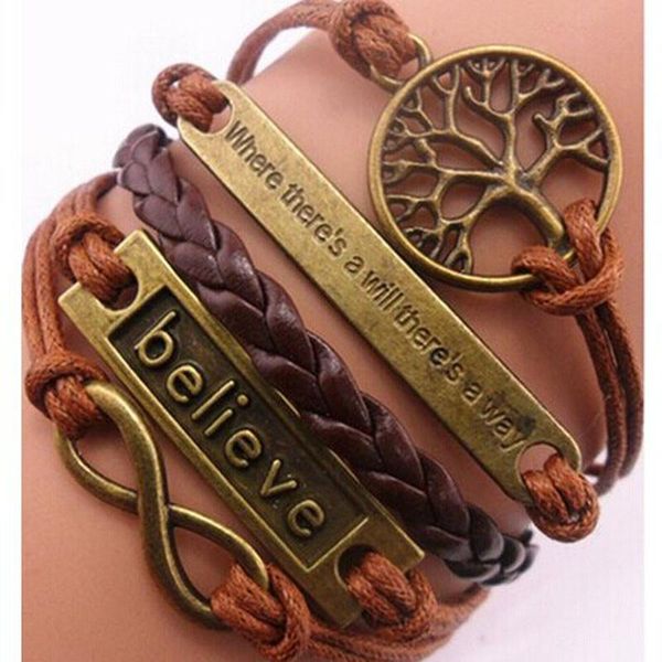 

charm bracelets rush sale handmade adjustable tree for life believe multilayer bracelet wristband charms jewelry making gift drop, Golden;silver