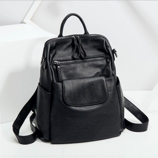 

backpack school women bag fashion pu leather for girls travel female back pack mochilas