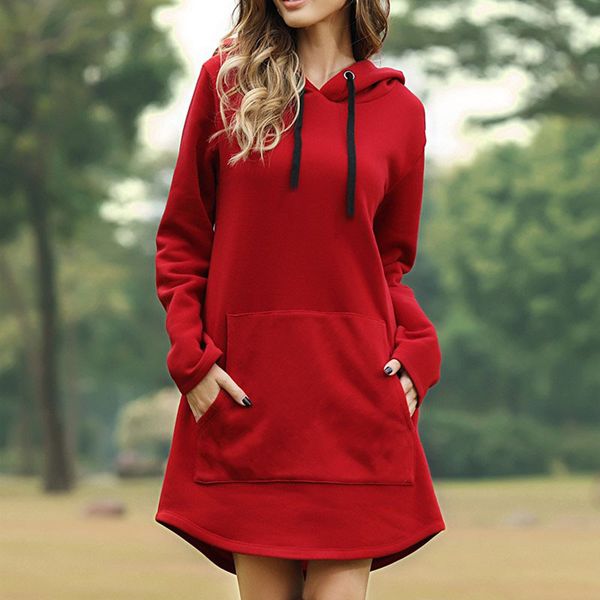 

2021 hooded spring autumn new sleeve pullover hoodies solid color long sweatshirts for women mcnb, Black