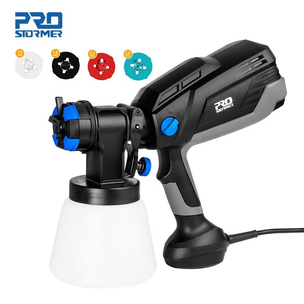

600w electric spray gun hvlp paint gun high power electric paint sprayer 4 nozzle sizes flow control 1000ml capacity prostormer