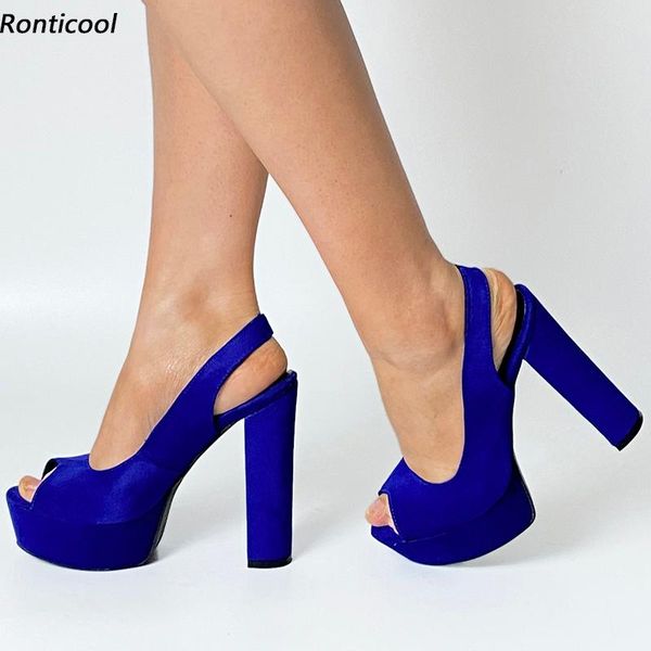 

sandals ronticool women platform suede block heels peep toe beautiful purple burgundy black grey blue casual shoes us size 5-20