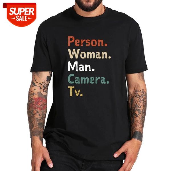 

person woman man camera tv. go vote t shirt pure cotton t shirt soft short sleeve tee #de7c, White;black