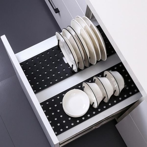 

kitchen storage & organization drawer retractable drain dish rack non slip drying tray sorting shelf adjustable tableware pantry organizer