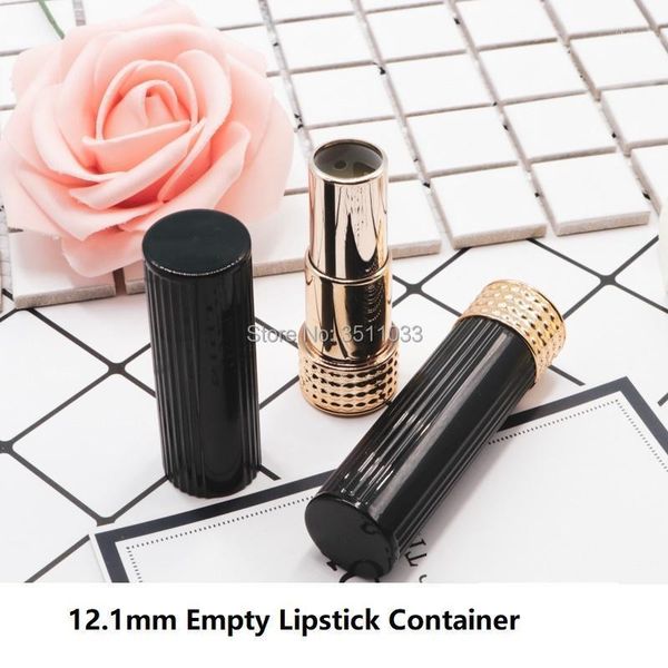 

storage bottles & jars 12.1mm empty plastic black gold lipstick tube lip makeup tool cosmetic round stripe rouge container