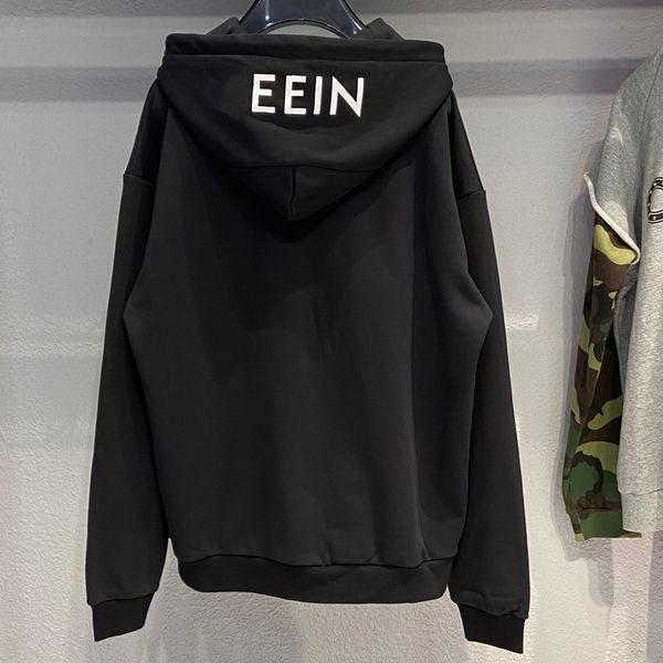 

20fw europe usa autumn winter hood logo print hoodie casual men women zipper streetwear hooded sweatshirt, Black