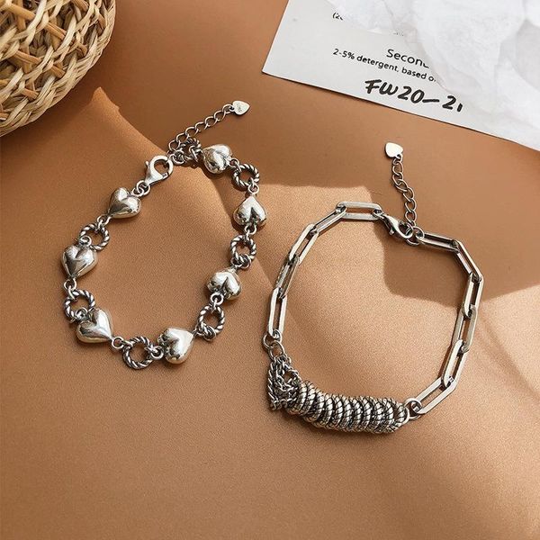 

charm bracelets u-magical hiphop love heart circle chunky chain bracelet for women unique design metal hollow earrings jewelry pendientes, Golden;silver