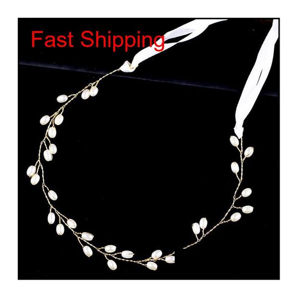 

vintage crystal pearl bridal headband with ribbon tiara bride headpiece hair jewelry women wedding qylxlg cissors, Black;brown