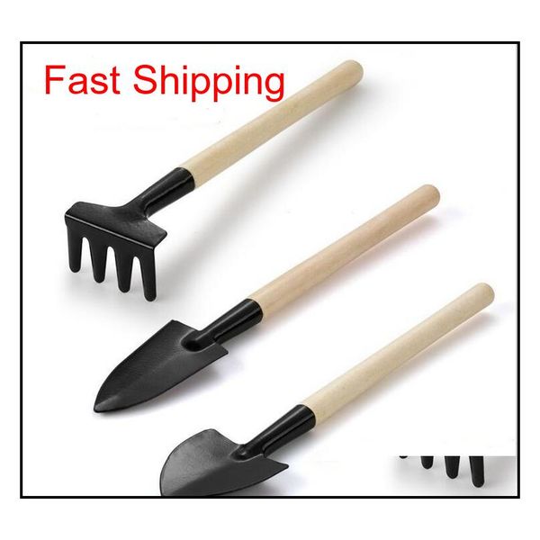 

1 set=3 pcs mini garden plant tools small shovel rake spade wood handle metal head potted tools ki qylnbz toys2010