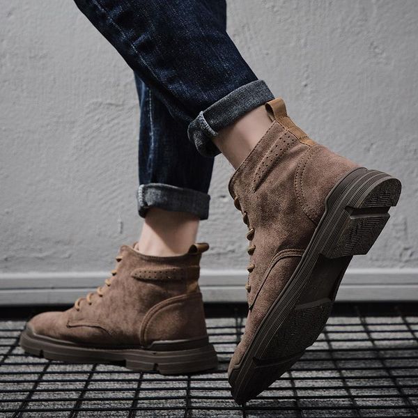 

boots informales casual hombre male fashion sneaker de mens shoe high leather leisure casuales trainers men zapatos, Black