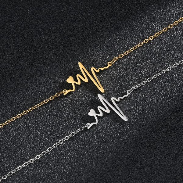 

pendant necklaces ecg fashion simple punk metal geometry staff white angel titanium steel men and women couple necklace jewelry, Silver