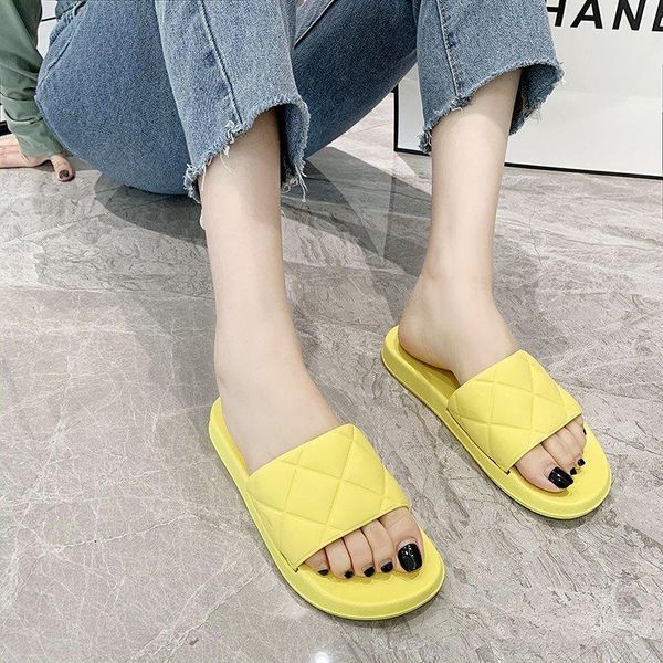 

llogai 2021 women slippers spring flip flops fashion trend solid color round head flat casual ladies slippers sandalias mujer, Black