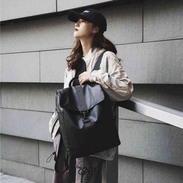 

fashion women backpack cool simple youth student school bag sturdy daily waterproof black gold