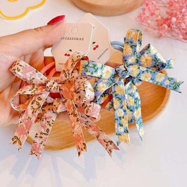 

hair accessories korean broken flower bow girl's circle little fresh baby rope ornament head, Slivery;white