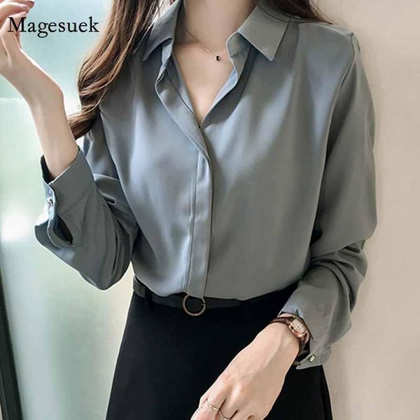 

women's blouses & shirts fashion solid ol style lapel long sleeve simple feminine blusas spring autumn women loose plus size 2021 1181, White