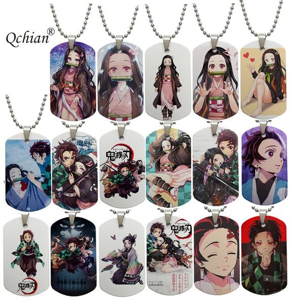 

pendant necklaces anime demon slayer:kimetsu no yaiba kamado nezuko tanjirou necklace cosplay prop christmas year gift 2 side print, Silver