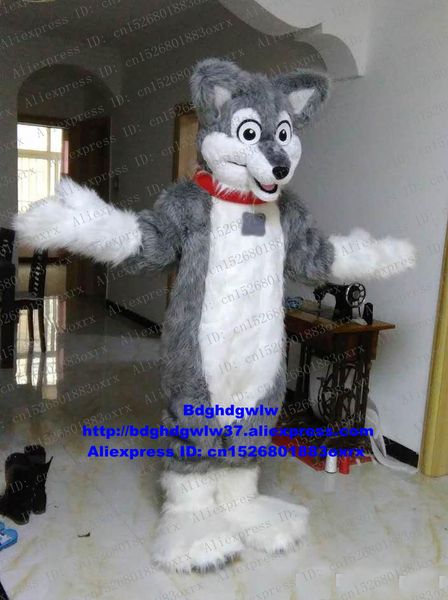 Талисман костюмы длинный мех пушистый серый волк Fox Sox Husky Dog Fursuit Costume костюм для взрослых мультфильм персонаж модный Морден свадебный брак ZX