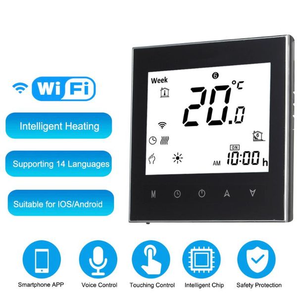 

smart home control digital thermostat with wifi connection & voice touch screen ac 95-240v 5a for all water heating systems ga