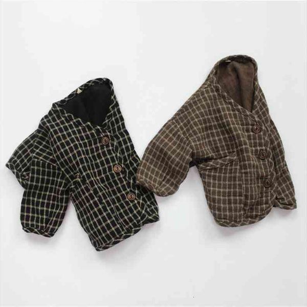 

childrens cotton cardigan autumn double layer linen coats baby girl winter clothes, Blue;gray