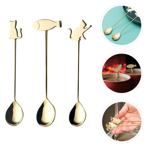

spoons 3pcs coffee spoon dessert serving ice cream kitchen mixing