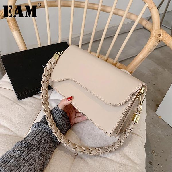 

shoulder bags [eam] women spring elegant quality pu leather flap personality all-match crossbody bag fashion tide 2021 18a2095